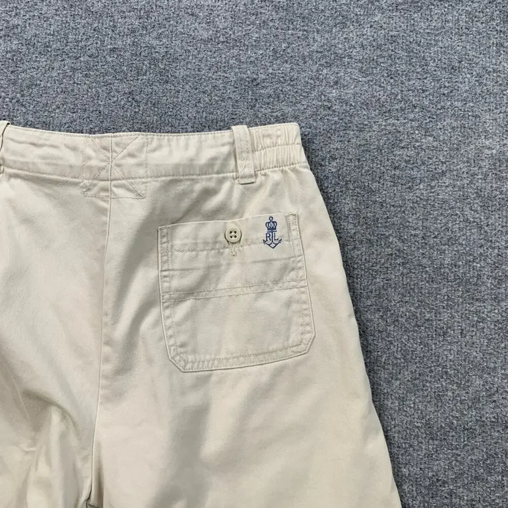 Polo Ralph Lauren Shorts Boys 16 Khaki Cotton 10 Inch Embroidered Classic Chino